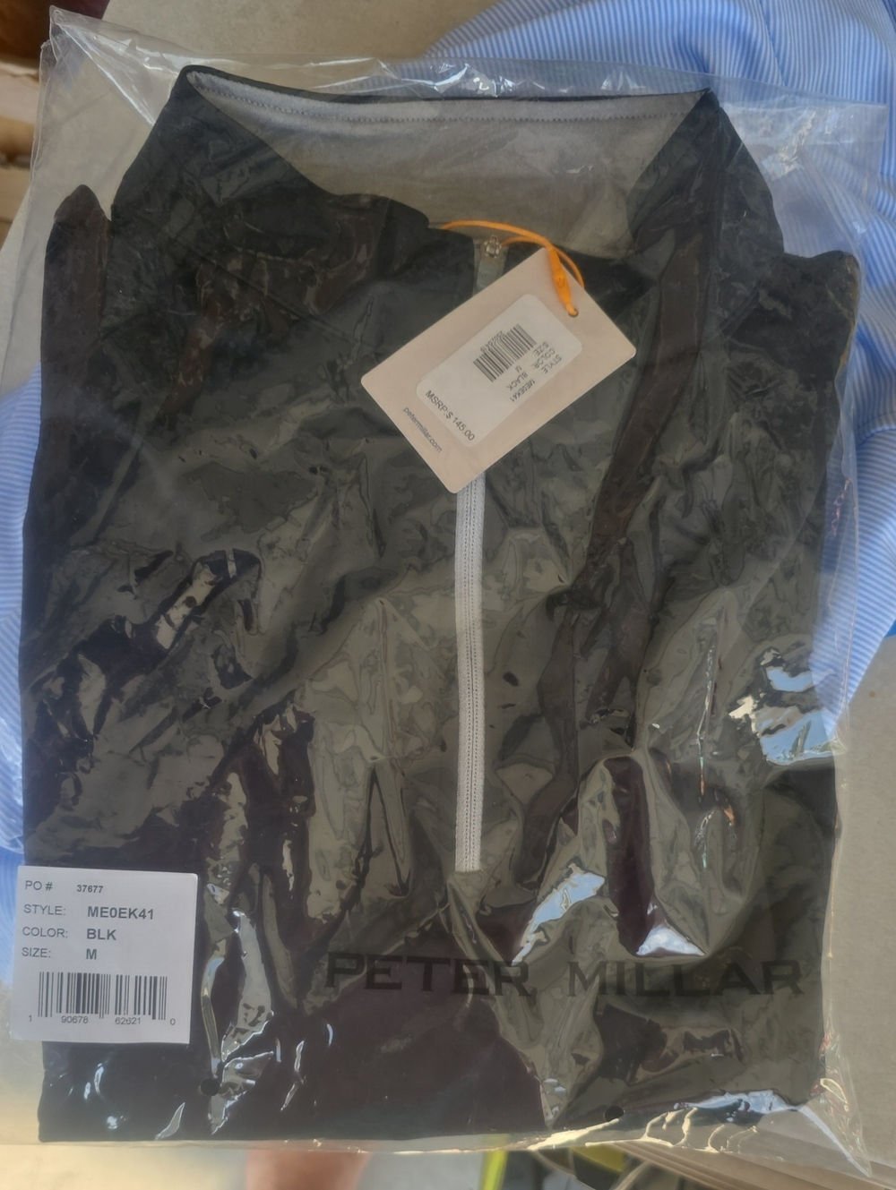 Peter Millar Black BOSTON COLLEGE MED. Quarter-Zip Windbreaker with Contrast Zip